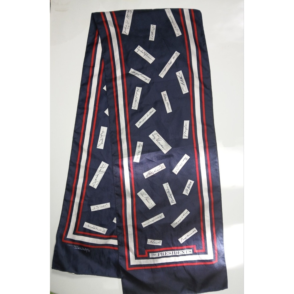 "The Presidents" Millicent Scarf 1980s - Signatures of First 42 Presidents Italy - Picture 2 of 5
